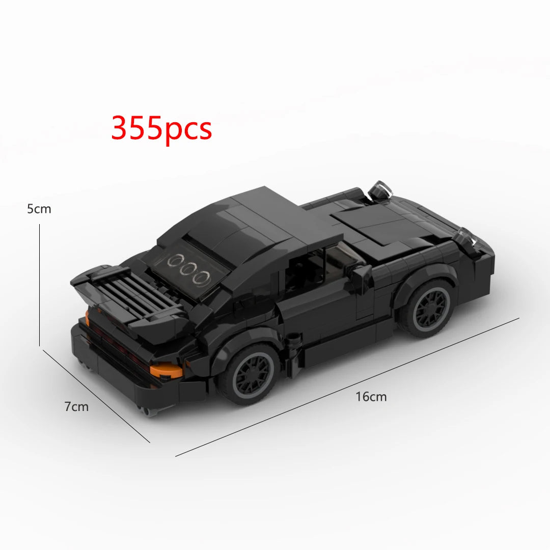 Black Porsche 911 Turbo 930 MOC LEGO-Compatible Building Set 355PCS – Mini Racer Model Kit