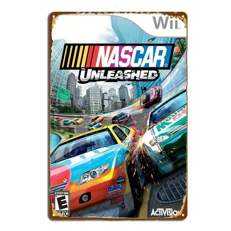 Vintage NASCAR Unleashed Wii Racing | Metal Tin Plate
