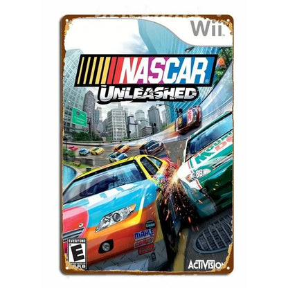Vintage NASCAR Unleashed Wii Racing | Metal Tin Plate