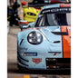 Porsche 911 Race Car Poster Print – #1 Light Blue & Orange Porsche GT3 RSR Front View Wall Art | Motorsport Decor