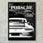 Porsche 911 GT3 Rear View Monochrome Wall Art Cotton Canvas Poster