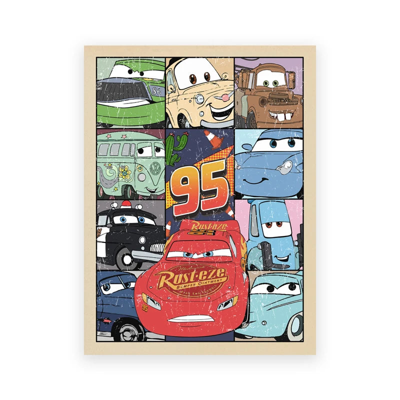 Disney Pixar Cars Collage Poster Print – Lightning McQueen 95, Mater, Sally & Radiator Springs Characters