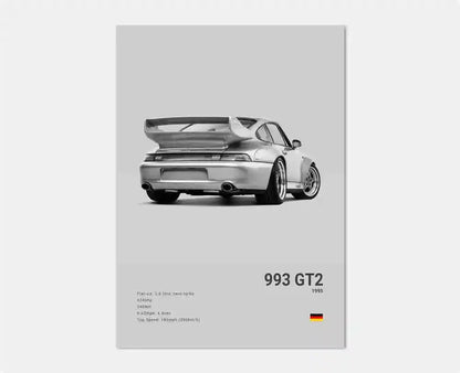 Porsche GT2 993 Cotton Canvas Poster (rear)