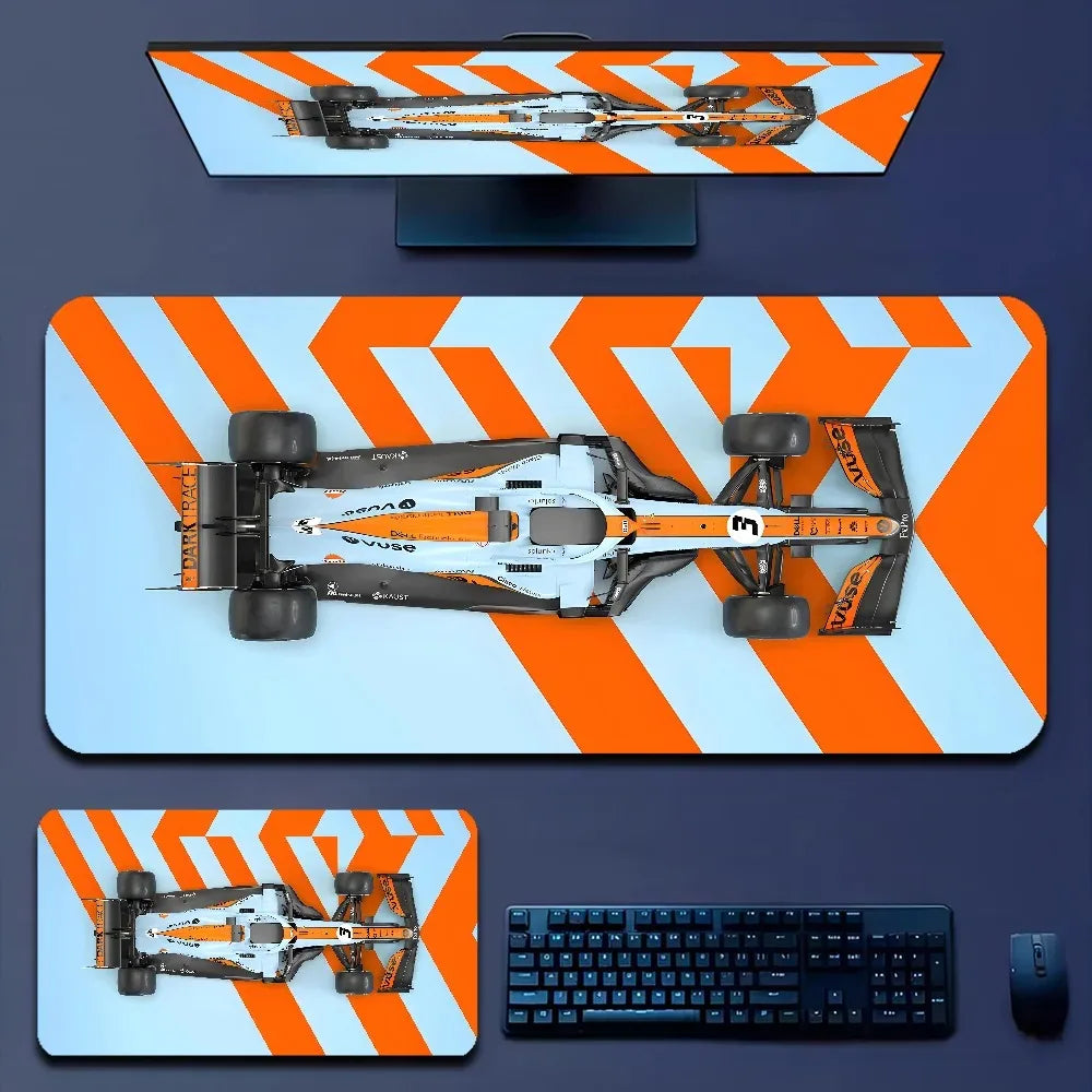McLaren F1 Papaya Orange Chevron Top-Down View Premium Extended Desk Mat Mousepad