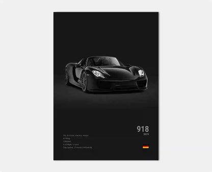 Porsche 918 Spyder Cotton Canvas Poster (black)