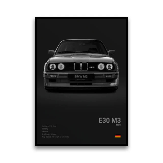 BMW E30 M3 Original Motorsport Legend Wall Art Cotton Canvas Poster