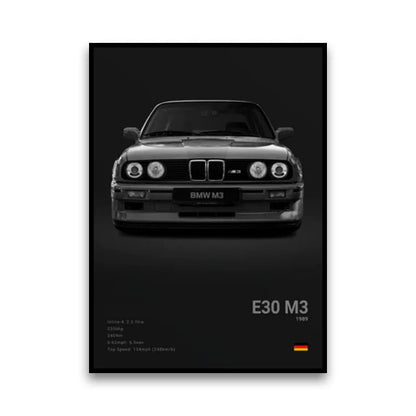 BMW E30 M3 Original Motorsport Legend Wall Art Cotton Canvas Poster