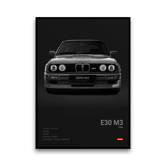 BMW E30 M3 Original Motorsport Legend Wall Art Cotton Canvas Poster