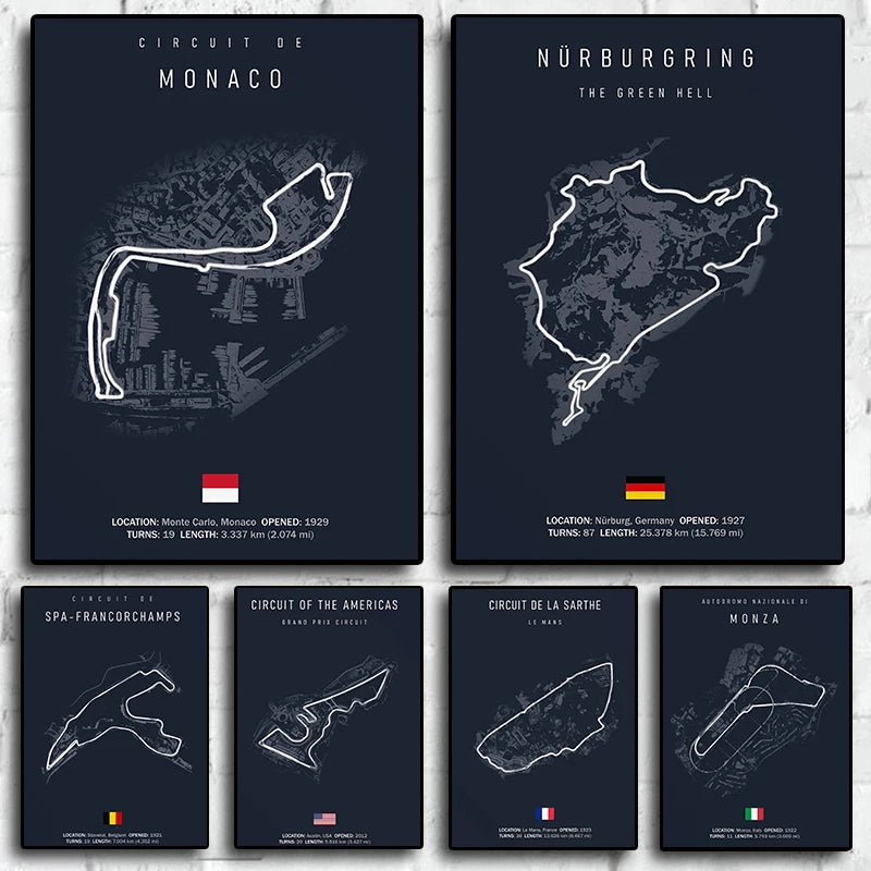 Interlagos - Iconic Racetrack Cotton Canvas Poster | Motorsport Wall Art