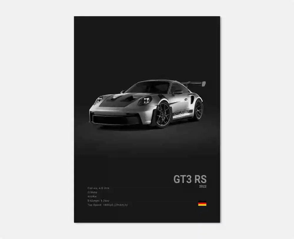 Porsche GT4 RS Cotton Canvas Poster (white)