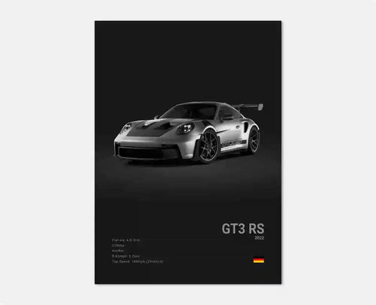 Porsche GT3 RS 992 Cotton Canvas Poster (black)