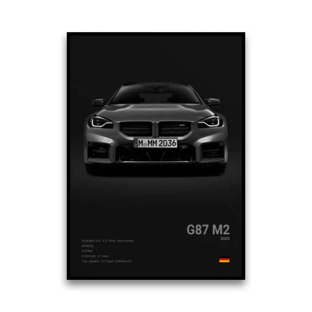 BMW G87 M2 Coupe Pure Driving Machine Wall Art Cotton Canvas Poster