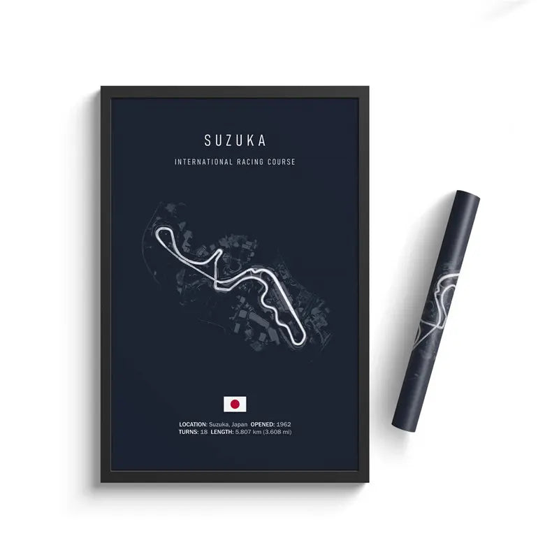 Suzuka - Iconic Racetrack Cotton Canvas Poster | Motorsport Wall Art