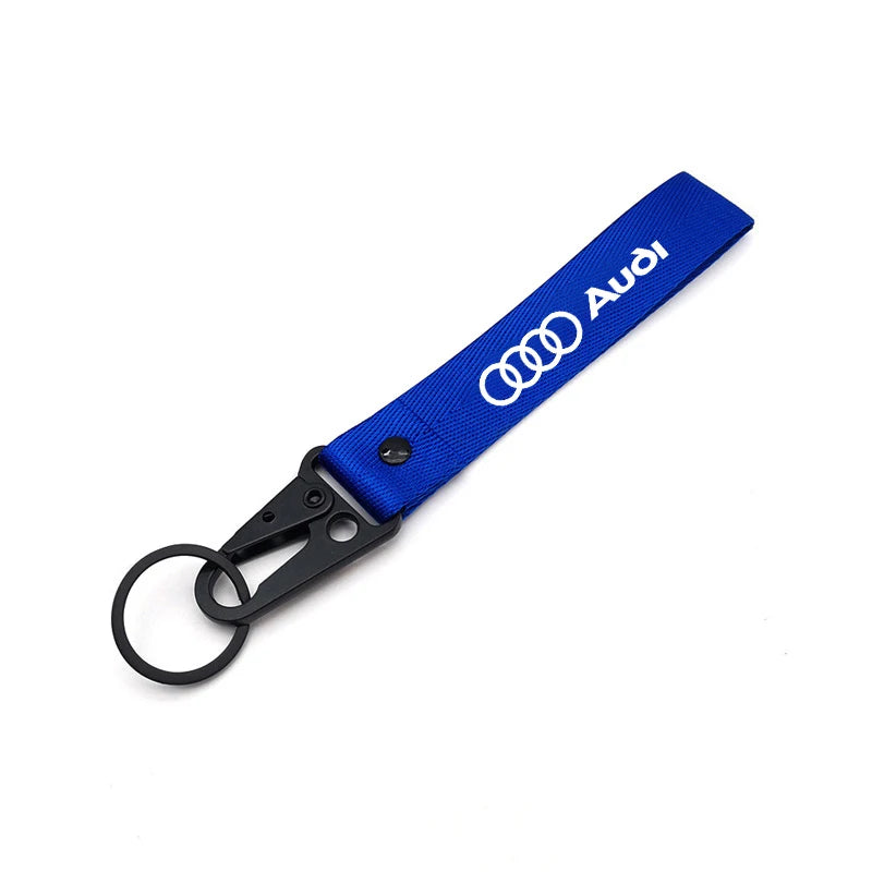 Audi Metal Keychain Set – Red & Blue Quattro Logo Premium Car Key Rings