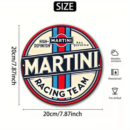 Martini Racing Team Vintage-Style Round Metal Sign | Metal Plate