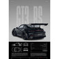 Porsche 911 GT3 RS Black Rear Quarter View Print – Wall Art with Specs & Blueprints