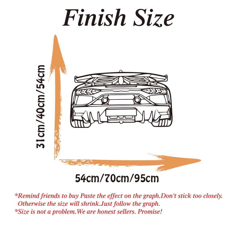 Lamborghini Aventador SVJ Rear View Silhouette Metal Wall Art Car