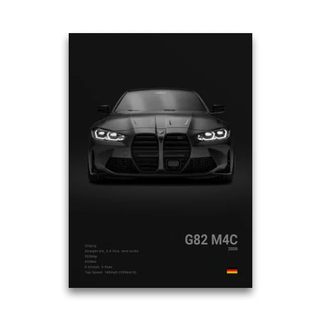 BMW G82 M4 Competition Coupe Aggressive Styling Wall Art Cotton Canvas Poster
