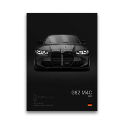 BMW G82 M4 Competition Coupe Aggressive Styling Wall Art Cotton Canvas Poster