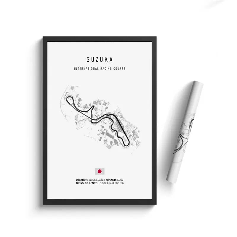 Suzuka - Iconic Racetrack Cotton Canvas Poster | Motorsport Wall Art