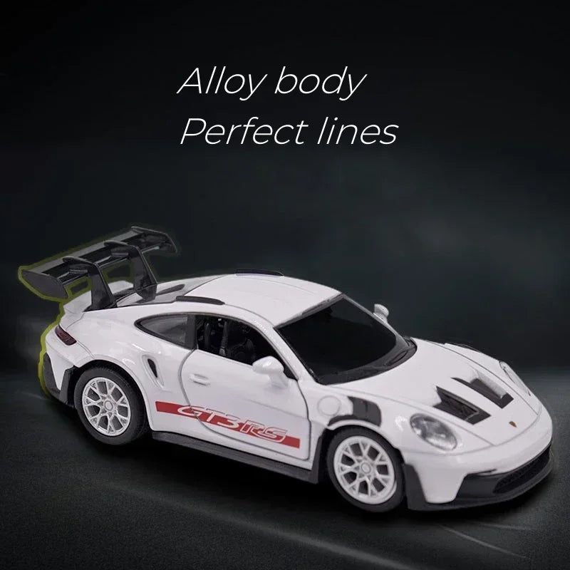 1:36 Scale Porsche 911 GT3 RS Diecast Model – White | Motorsport Decor