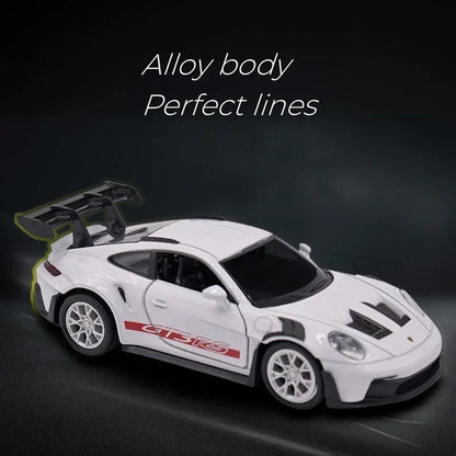 1:36 Scale Porsche 911 GT3 RS Diecast Model – White | Motorsport Decor