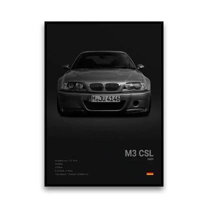 BMW E46 M3 CSL Lightweight Performance Icon Wall Art Cotton Canvas Poster
