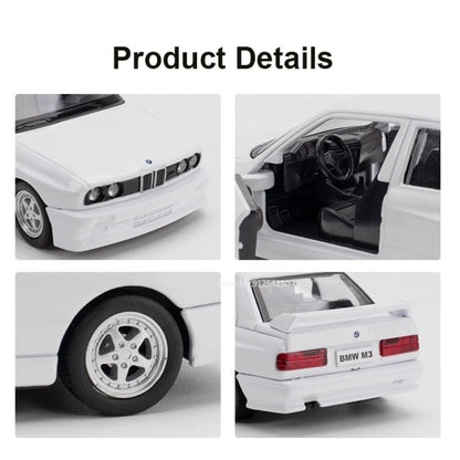 Premium 1:36 BMW E30 M3 Diecast Model – Jet Black / Alpine White | Motorsport Decor