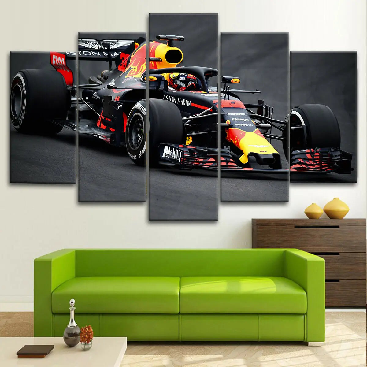5-Panel F1 Red Bull Racing Car Wall Art Cotton Canvas Posters