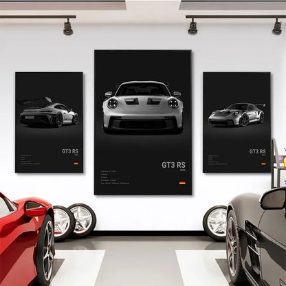 Porsche GT1 Cotton Canvas Poster (white)