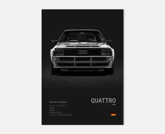 Audi Quattro 1984 Rally Legend Wall Art Cotton Canvas Poster (Black)