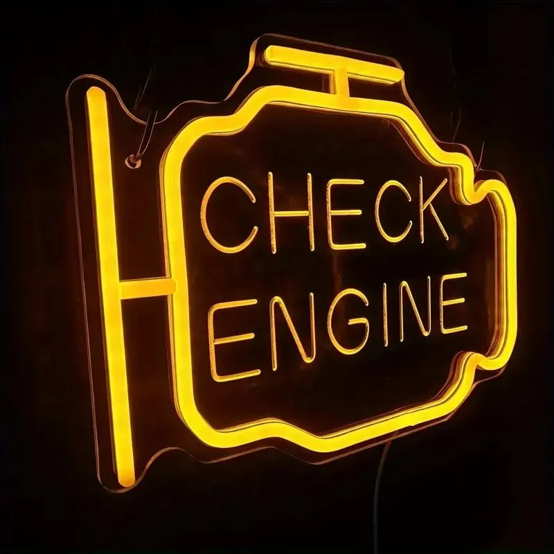 Check Engine Neon Sign LED Wall Light – Car Garage Decor | Motorsport Decor