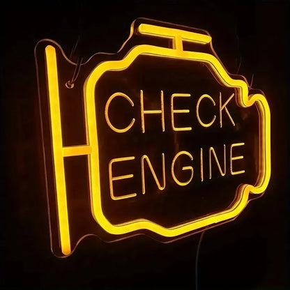 Check Engine Neon Sign LED Wall Light – Car Garage Decor | Motorsport Decor