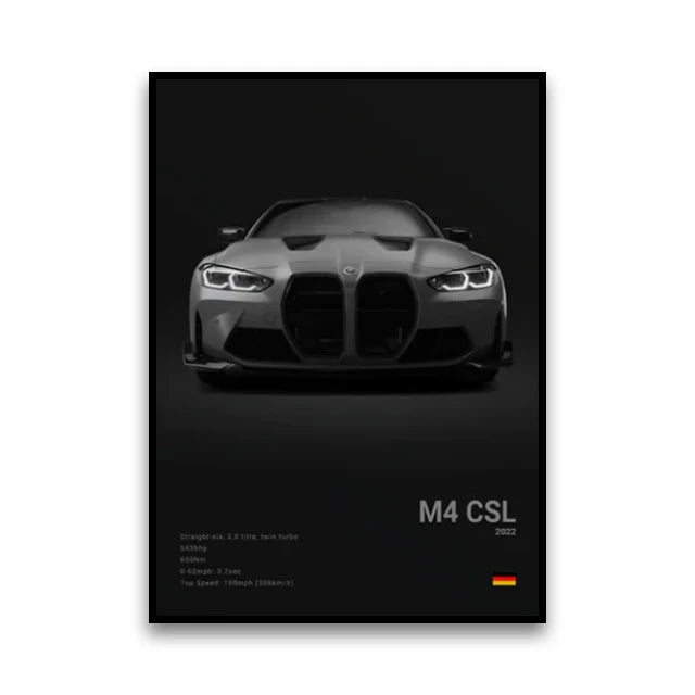 BMW G82 M4 CSL Track Focused Lightweight Wall Art Cotton Canvas Poster