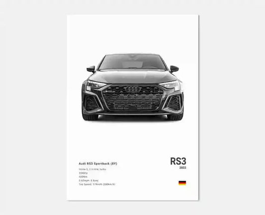 Audi RS3 8Y Sportback Five-Cylinder Hot Hatch Wall Art Cotton Canvas Poster