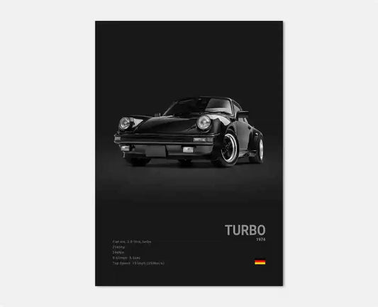 Porsche Turbo 930 Cotton Canvas Poster (black)