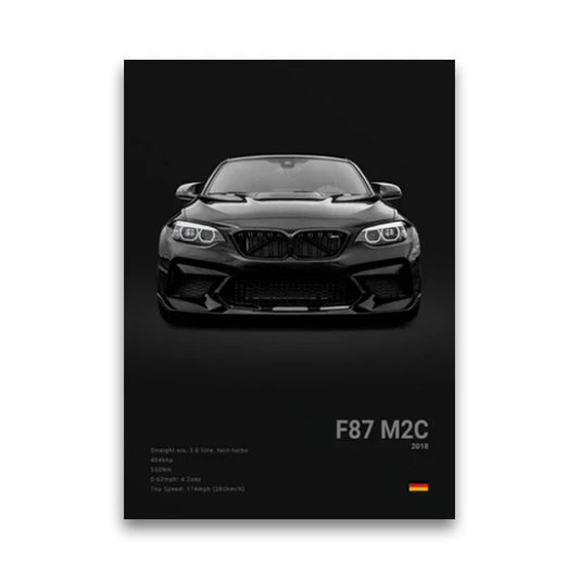 BMW F82 M2 Competition Compact Power Wall Art Cotton Canvas Poster