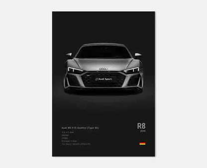 Audi R8 V10 Supercar Performance Wall Art Cotton Canvas Poster (Black)