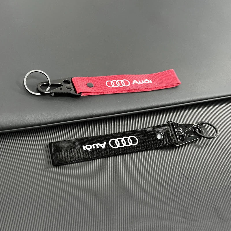Audi Metal Keychain Set – Red & Blue Quattro Logo Premium Car Key Rings