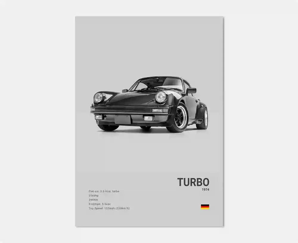 Porsche Turbo 930 Cotton Canvas Poster (white)