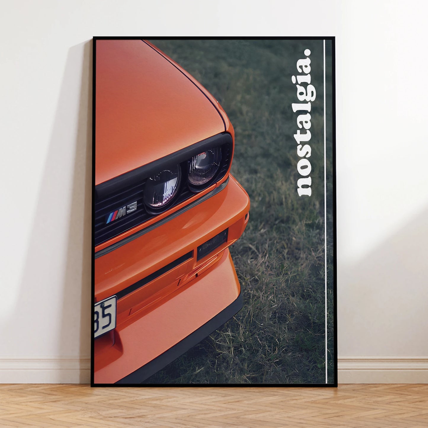 Fire Orange BMW M3 E30 Nostalgia Front Close-Up Cotton Canvas Poster
