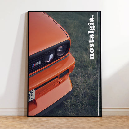 Fire Orange BMW M3 E30 Nostalgia Front Close-Up Cotton Canvas Poster