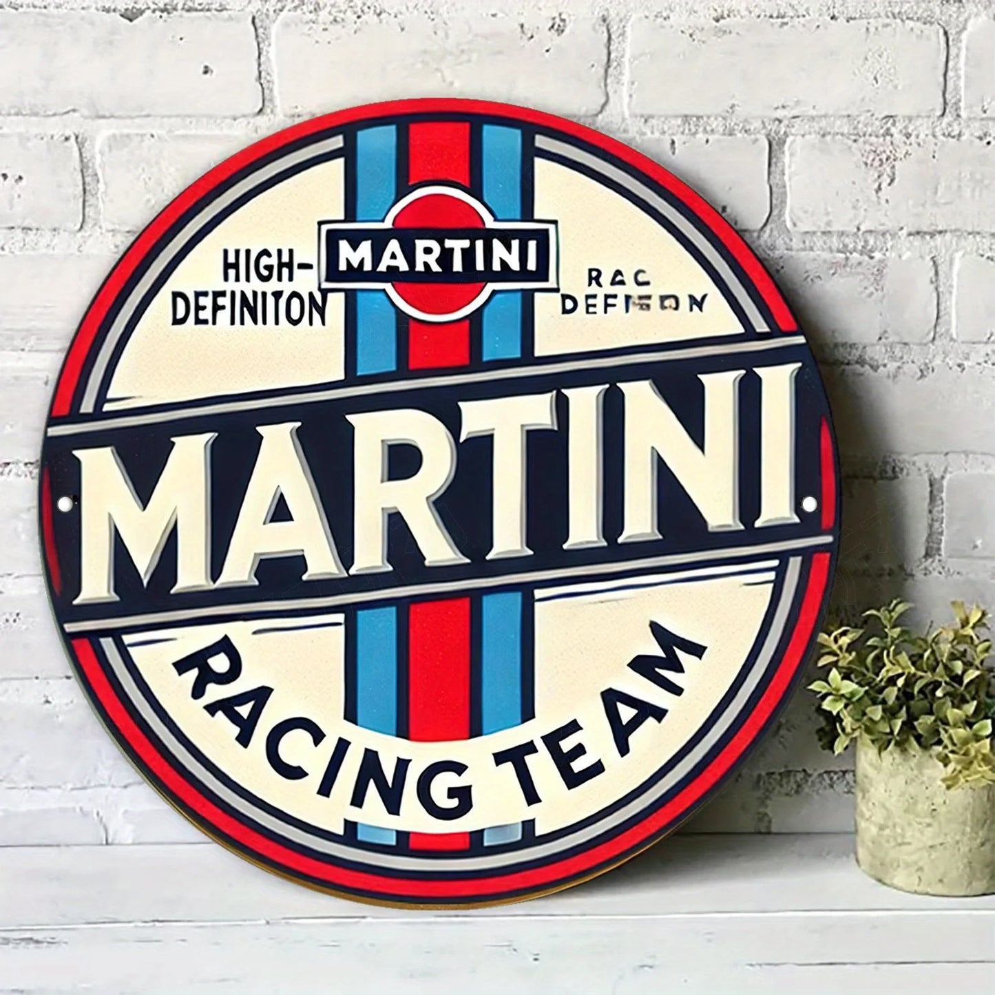 Martini Racing Team Vintage-Style Round Metal Sign | Metal Plate