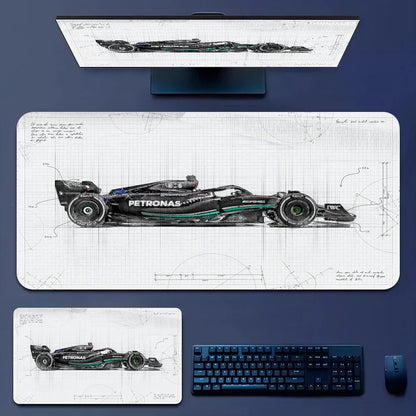 Mercedes-AMG Petronas F1 Technical Blueprint Premium Extended Desk Mat Mousepad
