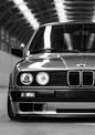 Classic BMW E24 6 Series Black and White Poster Print – Vintage BMW Front View Wall Art
