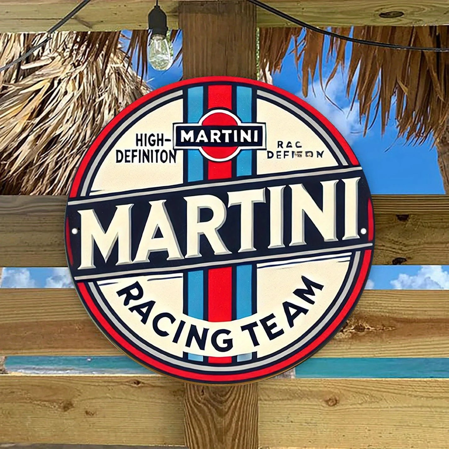 Martini Racing Team Vintage-Style Round Metal Sign | Metal Plate