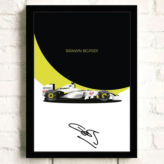 F1 Car Brawn BGP001 Formula 1 Cotton Canvas Poster