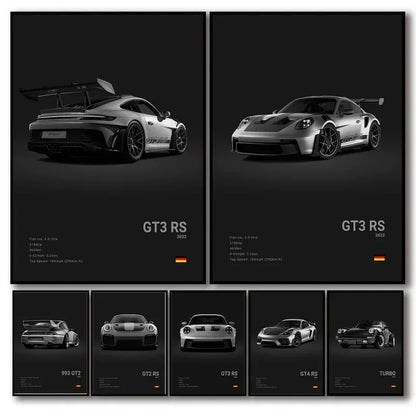 Porsche GT1 Cotton Canvas Poster (white)