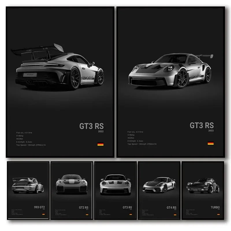 Porsche Turbo 930 Cotton Canvas Poster (black)