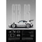 Porsche 911 GT3 RS White Technical Poster Print – Gloss White 992 GT3 RS Wall Art with Full Specs